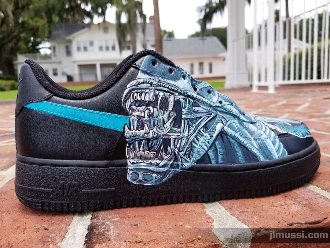 Alien Covenant Hand Painted Nike Air Force 1’s JL Mussi Art & Design
